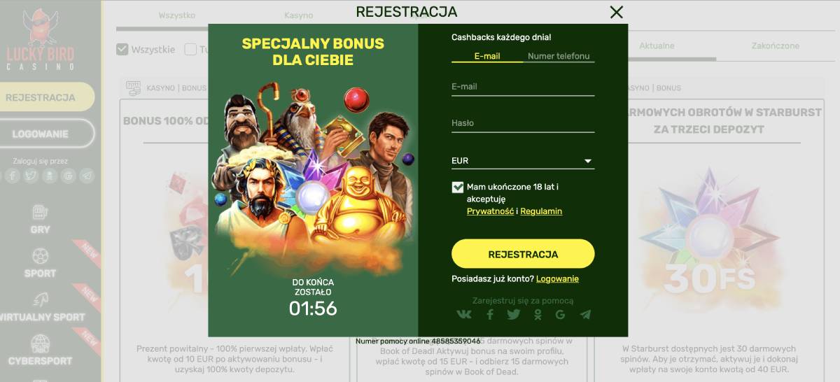 lucky bird casino rejestracja